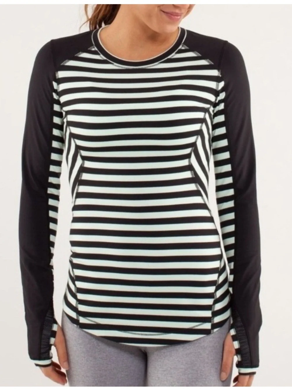 Lululemon Run Reflect long sleeve in sea stripe mint moment black